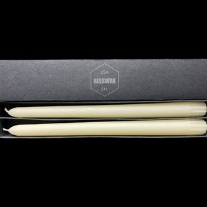 Pair of White Beeswax Taper Candle | 100% bees wax tapers | Dripless Smokeless Candle Sticks | Ivory tall, long burning natural candlesticks