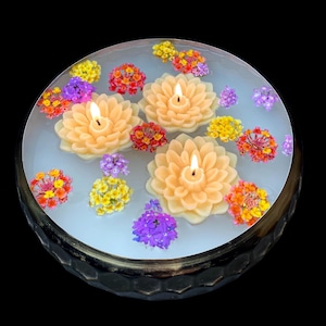 Floating Candles - Floating Flower Candles - Beeswax Floating Candle - Floral Candle Set