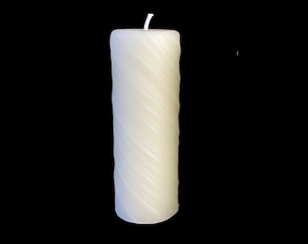 4" Spiral White Beeswax Pillar Candle - 100% Beeswax