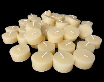 Tea Light Refills - Raw Beeswax Candles made from Beeswax Cappings - Bulk Tea Light Refill