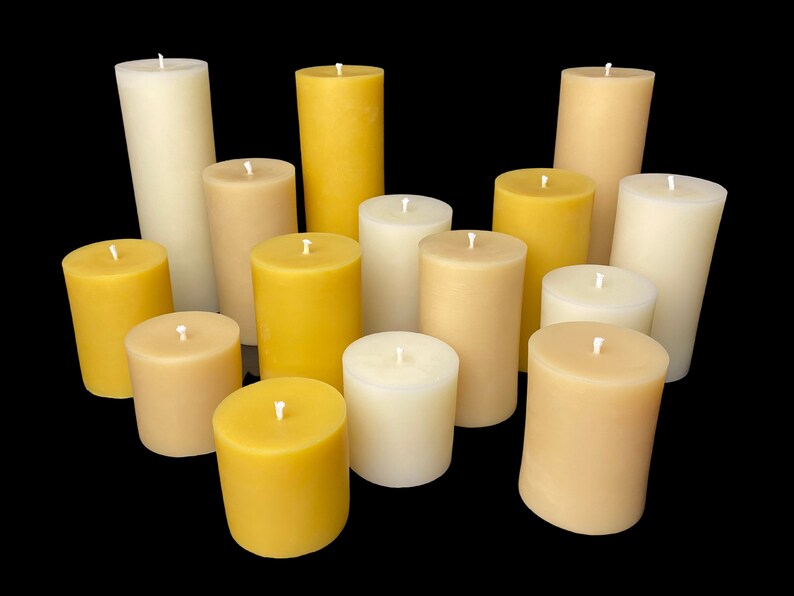 White Beeswax Pillar Candles 3 Diameter Pillars Etsy