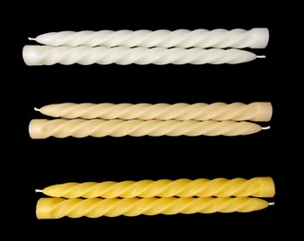 Spiral Beeswax Candles - 9" Tapers - Set of 2