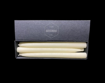 6” Taper Candles - 1/2 inch diameter taper candle | 100% White Beeswax | 0.5 inch narrow base | Small candlesticks | Short tapers | Dripless