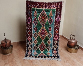 5x3ft ''alfombra bereber marroquí' vintage. Alfombra bereber Azilal ''alfombra de área''alfombra bereber''alfombra marroquí. alfombra. Bereber.vintage marroquí hecho a mano