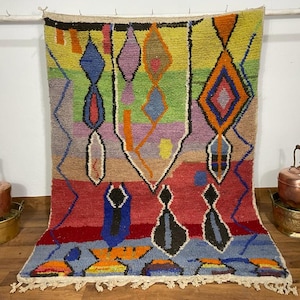 Bodenmatte Teppich „Teppichtasche „Flächenteppich“ Teppiche Boujaad-Teppich „handgemachter Teppich“ marokkanischer Teppich „kundenspezifische Wolle natur“ Azilal-Teppich Vintage“