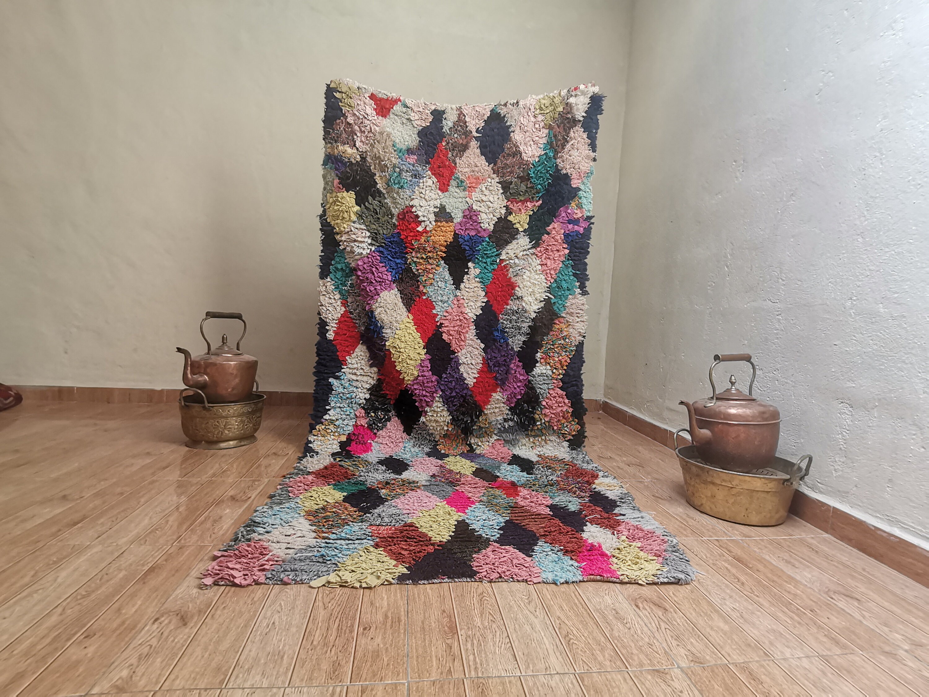 7x3フィート、ヴィンテージモロッコブシャルウィットラグ