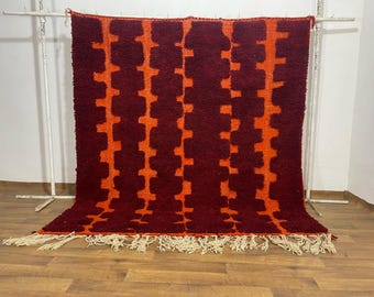 AMAZING MOROCCAN ORANGE Rug - Morrocan chekerboard Rug, Authentic Berber Rug, Bohemian Style Rug For Living Room .