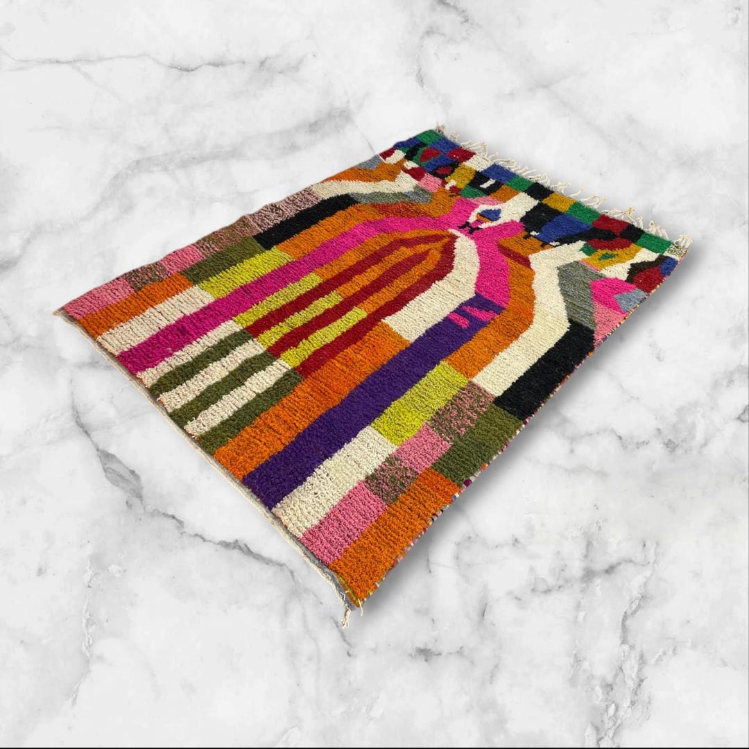 6x8ft ,carpets Moroccan Rug .blue and Orange Wool Rug. Traditional Rugs ...
