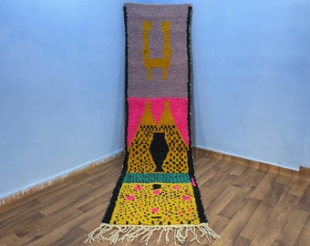 Hermosos colores para el pasillo. Alfombra de lana con lunares. Alfombra marroquí colorida. Alfombra personalizada. Alfombra de lana hecha a mano.