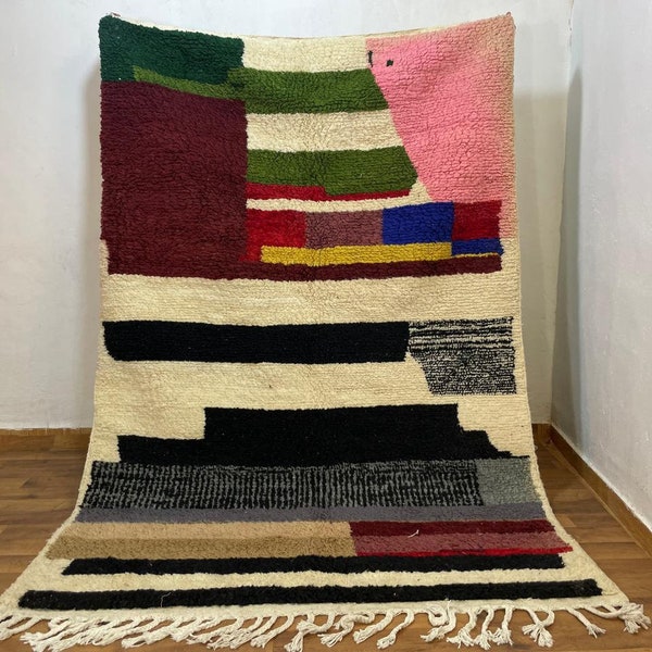 Moroccan Rugs, Handmade Rugs,berber boujaad rug, Moroccan rug, carpet Pink rug,berber rug Azilal Carpet, Traditional Moroccan rugs