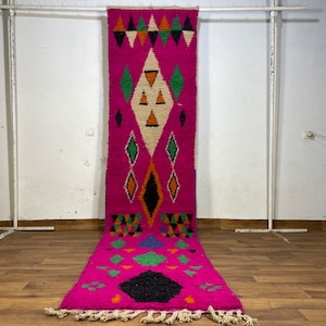 Runner Rose-hallway Rose rug -runner Rose gift -runner moroccan rug-runner berber rugs -hallway wool -hallway boujaad -hallway azilal