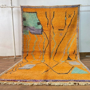 Custom Moroccain Rug , oronge beni ourain Rug,Handmade Rug ,Large Area Rug ,Oronge Solid ,Moroccain 8x10,COLORED MOROCCAIN RUG ,