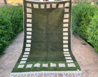 Custom Made Rugs ,Moroccan Are Rug, Handmade Rug,olive Green Beni ourain Rug,Berbee Carpet,Green Dark Rug