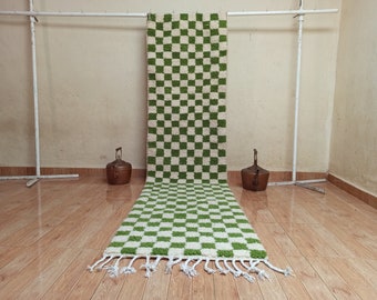9x2.5FT ."Runner Checkered rug''Checker Hallway rug''Dama rug''Morrocan Checkered rug,Runner checkered rug,Runner bedroom rug