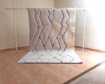Area living room" woven from natural wool, in white and blue" area berber Moroccan " carpet berber rug " wool rugs "