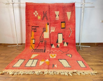 カーペット モロッコ ピンク、手織りラグ 4x6 、5x8、10x14、9x12、6x9