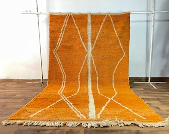 Boujaad Carpet Orange , Moroccan Rug, Handwoven Carpet, Boho Decor, Vintage Rug, Area Rug "Orange Moroccan Carpet" Living Room Rugs