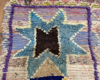 【今夜までタイムセール】希少！ザナフィ モロッコラグ ネイビー 125×72cm モロッコラグ ザナフィ