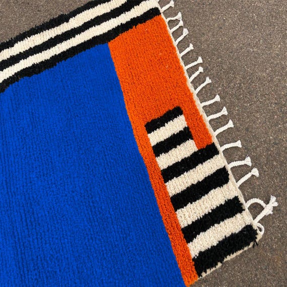 モロッコ ブジャード ソフト ブルー シープ ウール ラグ - Etsy 日本
