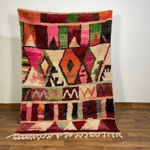 Colrful rug &quot; Made of the most beautiful wool and the best colors &quot;Carpet boujaad &quot;Wool rug &quot;area moroccan &quot; floor mat carpet &quot;Vintage