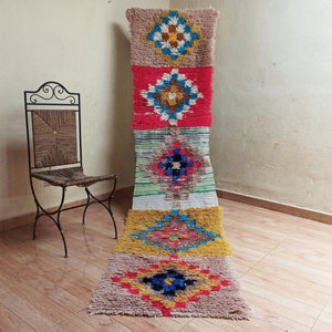 290x70cm "Moroccan berber rug '' Area rug '' Azilal berber rug '' Vintage Morocco '' Hallway rug '' white and red