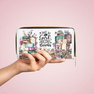 Cartera con cremallera para amantes de los libros, cartera para amantes de los libros, regalo literario, accesorio de lectura, tarjetero de biblioteca, monedero para amantes de los libros