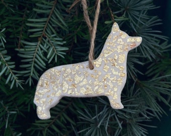 Corgi Christmas Tree Decoration - Gold/Silver/Rose Gold - Christmas Ornament, Holiday decor