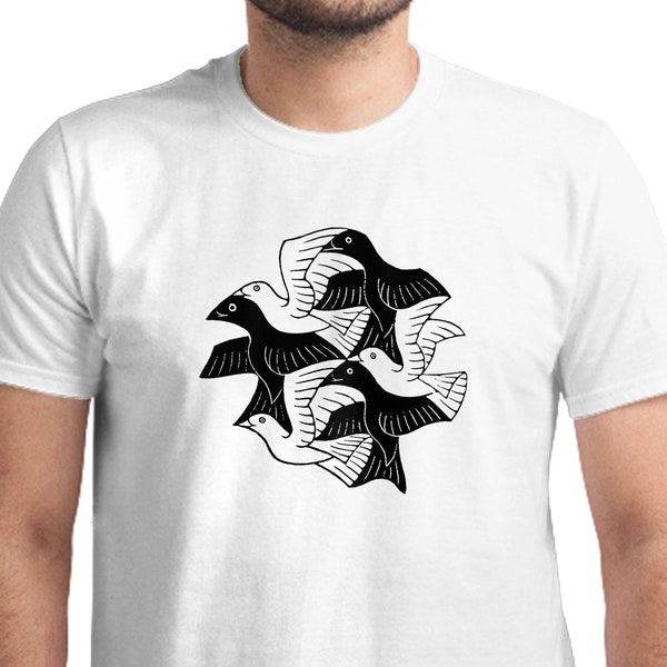 Escher Birds T-shirt, Unisex, Gift For Him, Gift for her