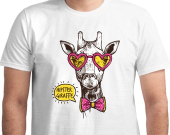 Hipster Giraffe T-shirt, Unisex, Trendy, Geschenk für Ihn, Geschenk für sie