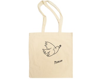 Dove Of Peace Sketch Tote Bag, Picasso, Cotton, Eco Friendly bag, Vinyl Print