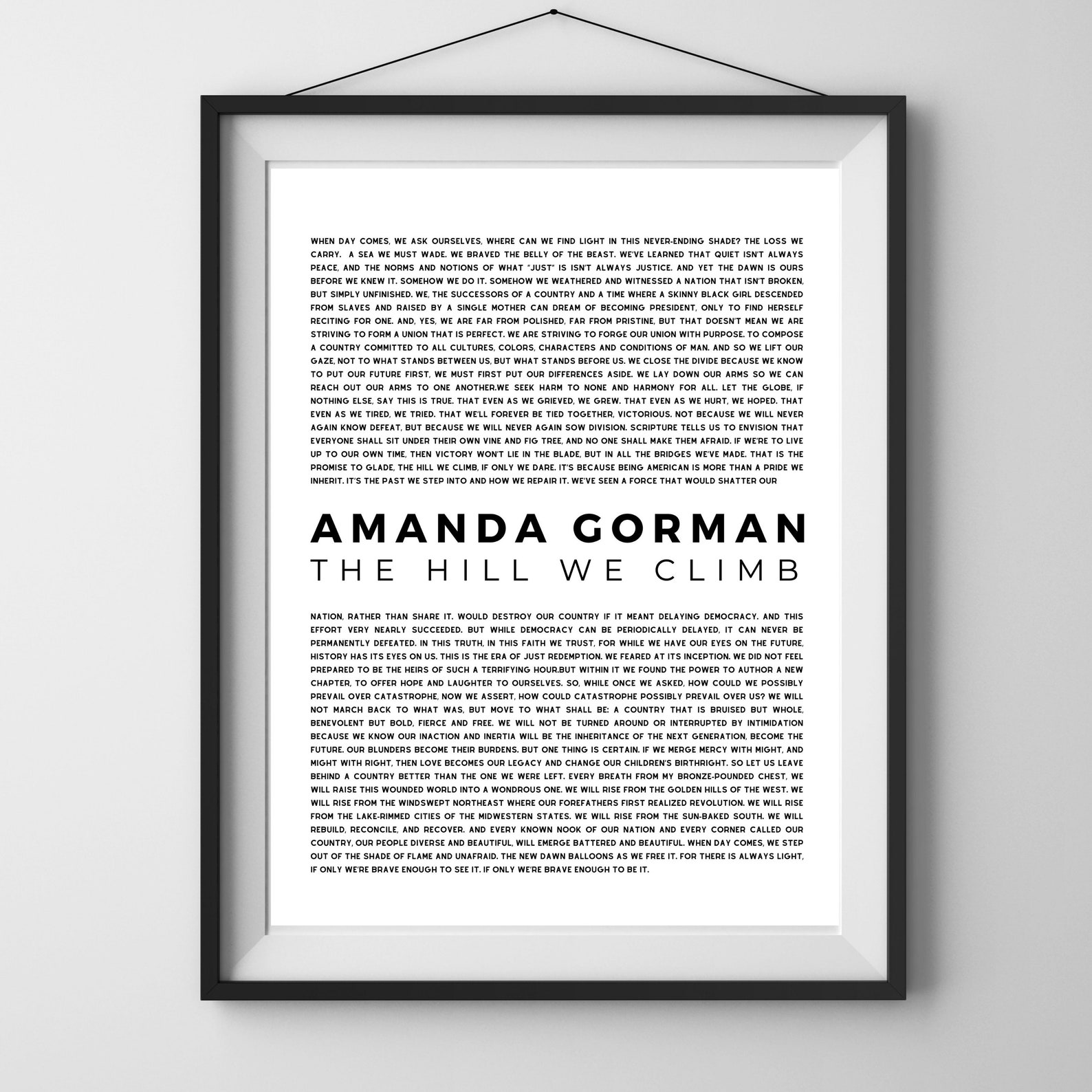 Amanda Gorman Poem, Set of 2, the Hill We Climb, There is Always Light ...
