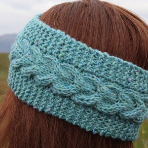 Turquoise handknitted Headband, 100% Wool, handmade in Ireland. View other colours in our shop!