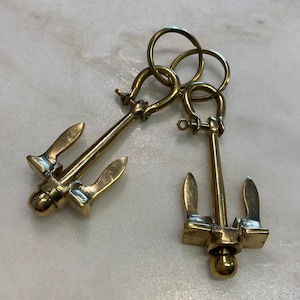 Antique Brass Anchor & Shackle Key Chain Key Ring Navy Nautical Ships Maritime 