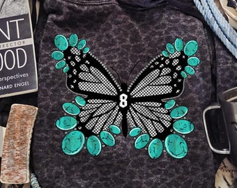 Butterfly Western PNG: Neon Turquoise Squash Blossom (Digital Download)