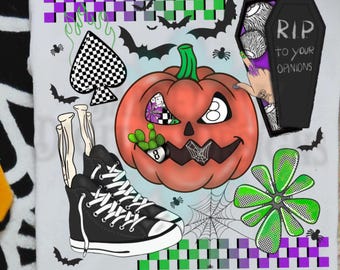 Western Fall PNG: Turquoise Pumpkin, Bats - Yallternative Halloween (Digital Download)