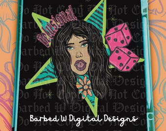 Yallternative PNG: Cowgirl Grunge Graphic, Western PNG, trendy western neon cowgirl png design, zebra print star dice digital design
