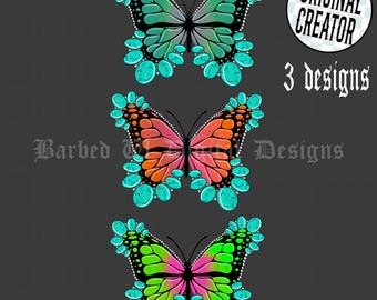 Butterfly Western PNG: Neon Turquoise Squash Blossom (Digital Download)