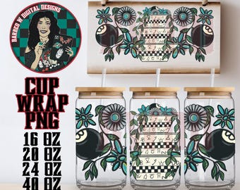 Western Cottagecore Wrap Design: trendy 16 oz libby glass can wrap png design, cottagecore uvdtf wrap png digital download, cottagecore png