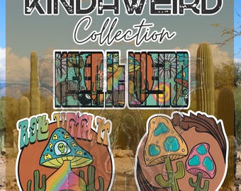 Retro Western PNG Bundle: Retro Design, trendy western png, desert dreamer design, trending png, mushroom png, armadillo(Digital Download)