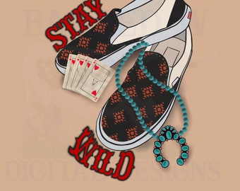 Stay wild png, Punchy png, western shoes, western png, turquoise png, cowgirl, yallternative|Sublimation .PNG File|Instant Digital Download