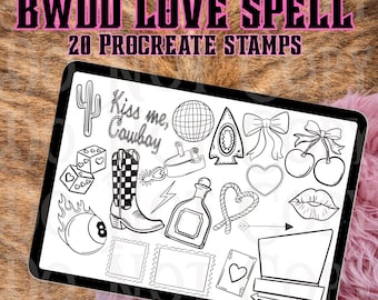 Western Valentine Procreate Stamps: Wild West, Cowgirl (20 Stamps)
