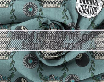 Cowgirl Cottagecore Seamless Pattern, Western Vintage PNG (Digital File)