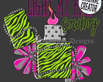 Western Zebra Lighter PNG, Cowboy Cowgirl Design (Digital Download)
