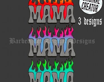 Retro Mama Flames PNG: Western Mom Digital Download