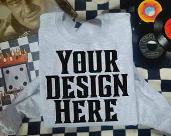 Gildan 50/50 Sweatshirt Mockup: Ash Grey Flatlay (Digital Download)