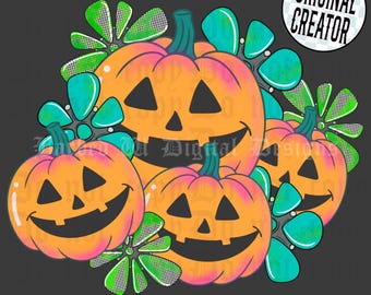Turquoise Pumpkin Patch PNG: Western Fall Design (Digital Download)