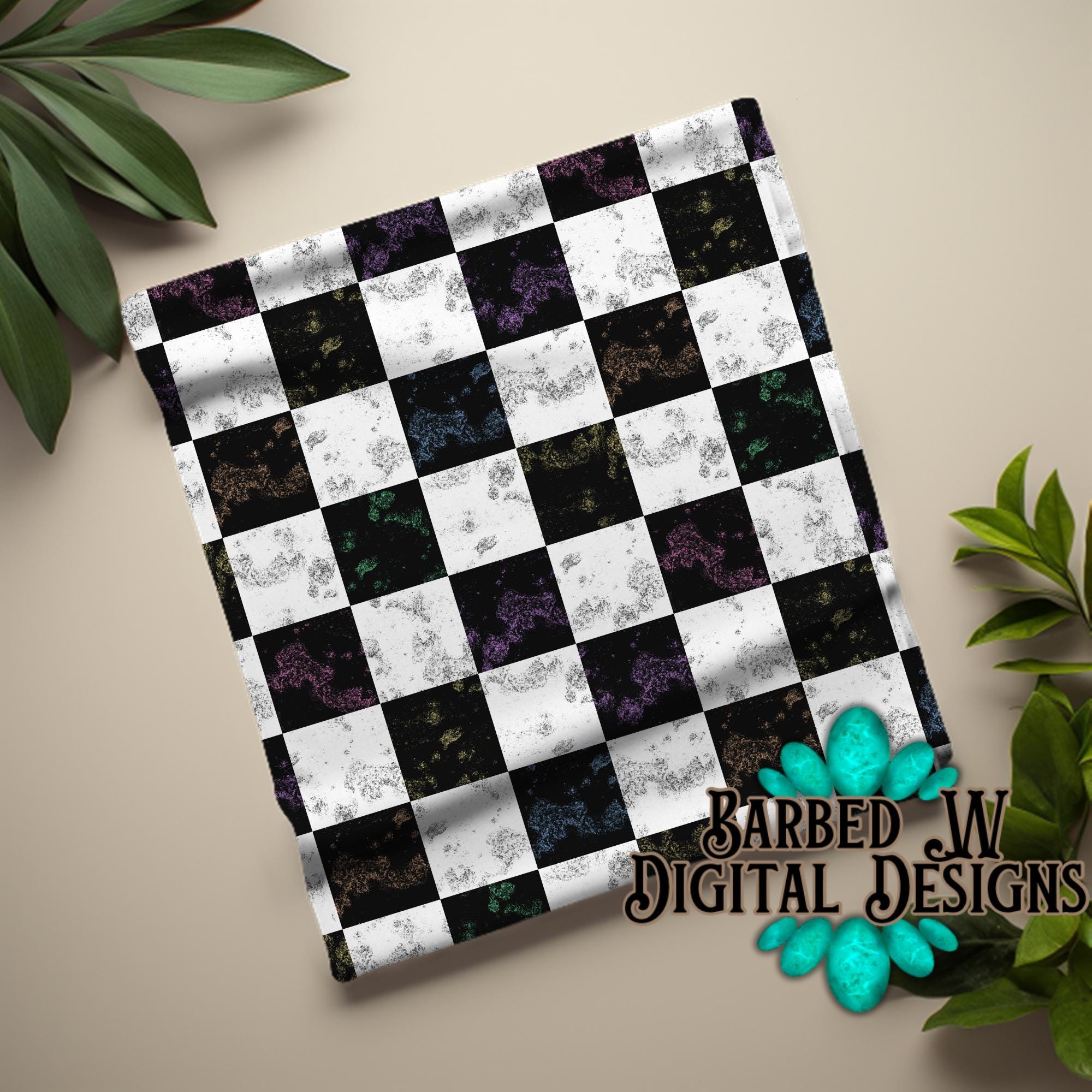 Grunge Checkers Seamless Pattern: Distressed Neutral PNG (digital File ...