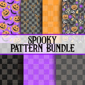 Spooky Halloween Pattern Bundle: Checkers, Fall Designs (PNG Digital Download)