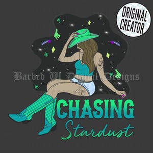 Chasing Stardust PNG: Cosmic Cowgirl, Western Design (Digital Download)