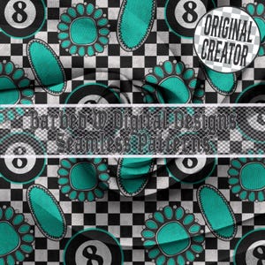 Yallternative Seamless Pattern: Turquoise Western Cowgirl Design (PNG)